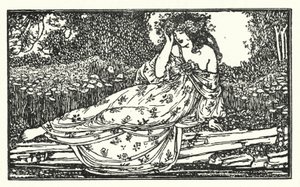 Illustrasjon for dikt av John Keats: Fragment of an Ode to Maia (litho) av Robert Anning Bell