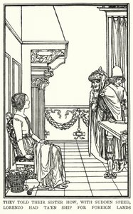 Illustrasjon for dikt av John Keats: Isabella or The Pot of Basil (litho) av Robert Anning Bell