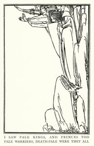 Illustrasjon for dikt av John Keats: La Belle Dame Sans Merci (litho) av Robert Anning Bell