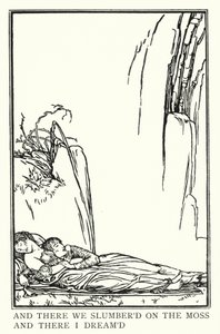Illustrasjon for dikt av John Keats: La Belle Dame Sans Merci (litho) av Robert Anning Bell
