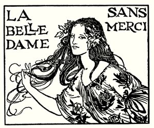 Illustrasjon for dikt av John Keats: La Belle Dame Sans Merci (litho) av Robert Anning Bell