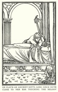 Illustrasjon for dikt av John Keats: The Eve of St Agnes (litho) av Robert Anning Bell