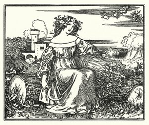 Illustrasjon for dikt av John Keats: To Autumn (litho) av Robert Anning Bell