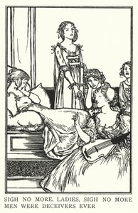 Skriv ikke mer, damer, sukk ikke mer, menn var noen gang bedragere (litho) av Robert Anning Bell