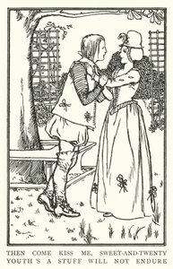 Så kom og kyss meg, søt-og-tjue, ungdom er en ting som ikke tåler (litho) av Robert Anning Bell