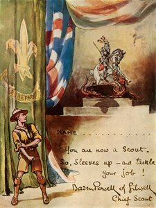 Design for påmeldingskort for speidere, 1944. av Robert Baden Powell