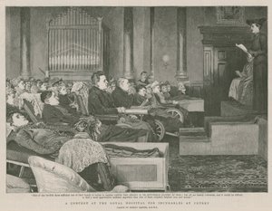 En konsert på Royal Hospital for Incurables at Putney (gravering) av Robert Barnes