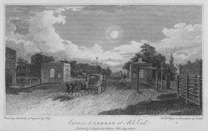 Inngang til London ved Mile End (gravering)