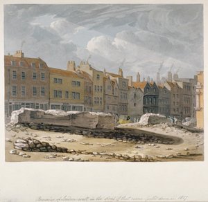Rester av London-muren som ble revet i 1817, City of London, 1817