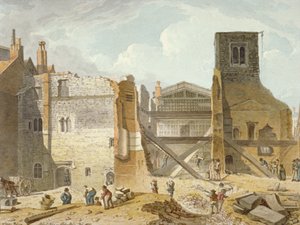 Utsikt over rivingen av Savoy Palace, Westminster, London, 1820