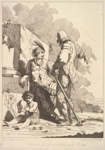 To soldater og barn som holder en hjelm, 19. juli 1779.