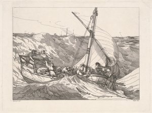 Båt i en storm på sjøen
