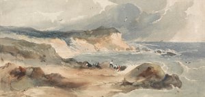 Kystscene med figurer av Robert Brandard