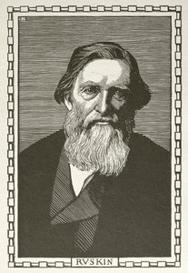 John Ruskin , engelsk forfatter, kunstkritiker, kunstner og sosial tenker (tresnitt) av Robert Bryden