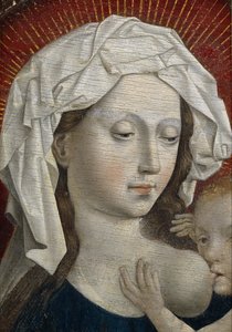Jomfruen som dier barnet, 1400-tallet av Robert, Campin