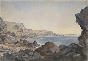 Foilhummerum Bay, Valentia, ser mot havet fra punktet der kabelen..., 1865-66.