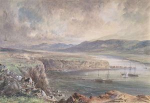 Foilhummerum Bay, Valentia, Ser fra Cromwell Fort: The Caroline and Boats..., 1865-66. av Robert Charles Dudley