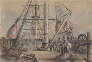 Å komme ut av en av de store bøyene: Dekket til Great Eastern Looking From..., 1865-66. av Robert Charles Dudley