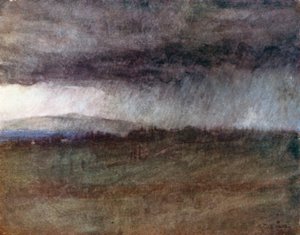 En storm som feier over Arno-dalen (fargelitografi)