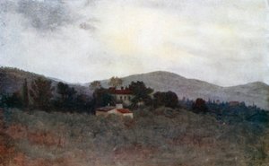En studie av toskanske olivenhager (fargelitografi) av Robert Charles Goff