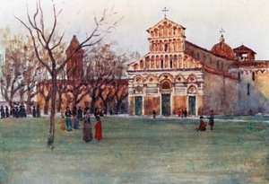 San Paolo a Ripa d#39;Arno-kirken, Pisa (fargelitografi) av Robert Charles Goff