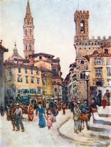 Piazza S Firenze, Firenze (fargelitografi)