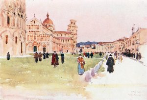 Piazza del Diuomo, Pisa (farge litho)