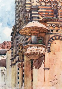 Vestfronten av katedralen i Prato (fargelitografi) av Robert Charles Goff