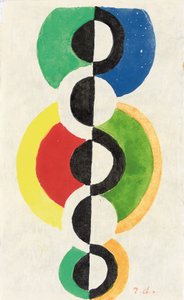Rhythm, ca. 1932 (gouache, akvarell & pensel og blekk på Japon nacré-papir) av Robert Delaunay