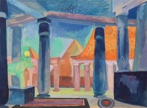 Scenedesign for Cleopatra, ca. 1918 (akvarell, gouache, metallisk maling og grafitt på papir) av Robert Delaunay