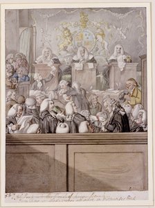Term Time - eller advokatene alle i live i Westminster Hall (blyant og w/c på papir) av Robert Dighton