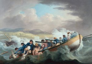 Overlevende fra et forlis utenfor Isle of Wight blir reddet av mannskapet på H.M.S. Juno
