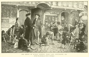 Opprinnelsen til søndagsskolene, Hare Lane, Gloucester, 1780 av Robert Dowling
