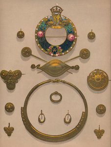 Gull ornamenter og brosje, 1863. av Robert Dudley