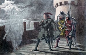 Hamlet ser farens spøkelse på slagmarkene til Helsingør slott