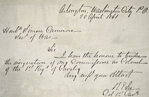 Robert E. Lees avskjedsbrev fra den føderale hæren, 20. april av Robert E. Lee