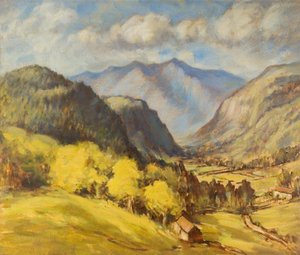 Valley Landscape (olje om bord)