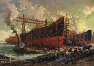 Skipsbygging i Ashbridges Bay, Toronto, 1918