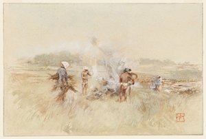 I arbeid med å legge kvist på ulmende bål av Robert Frederick Blum