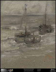 Fiskebåter ved anker, 1884 av Robert Frederick Blum