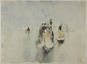 Gondoler, Canal Grande, Venezia av Robert Frederick Blum
