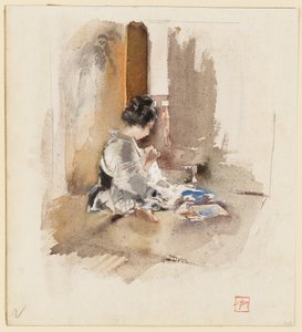 Japansk jente som syr av Robert Frederick Blum