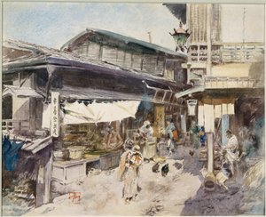 Gatescene i Ikao, Japan (akvarell) av Robert Frederick Blum