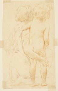 Studie for en sittende kvinne som holder et barn, «Vintage Festival», Mendelssohn Glee Club, New York, NY av Robert Frederick Blum