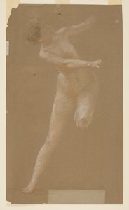 Studie for venstre maenad, "Vintage Festival," Mendelssohn Glee Club, New York, NY av Robert Frederick Blum