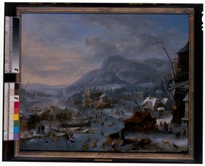 Vinter: Et frossent vinterlandskap med bønder