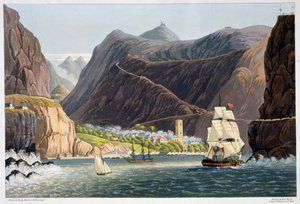 The Roads, St Helena, 1815 av Robert Havell