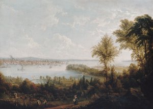 Utsikt over bukten og byen New York fra Weehawken, 1840. av Robert Havell