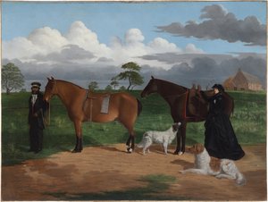 Fru Adolphus Sceales med Black Jimmie på Merrang Station, 1856 av Robert Hawker Dowling