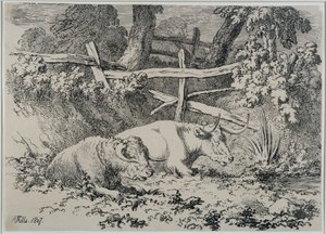 Storfe hviler, 1807 av Robert Hills